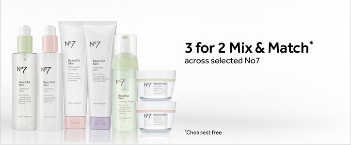 3 for 2 mix and match across selected Number 7 skincare